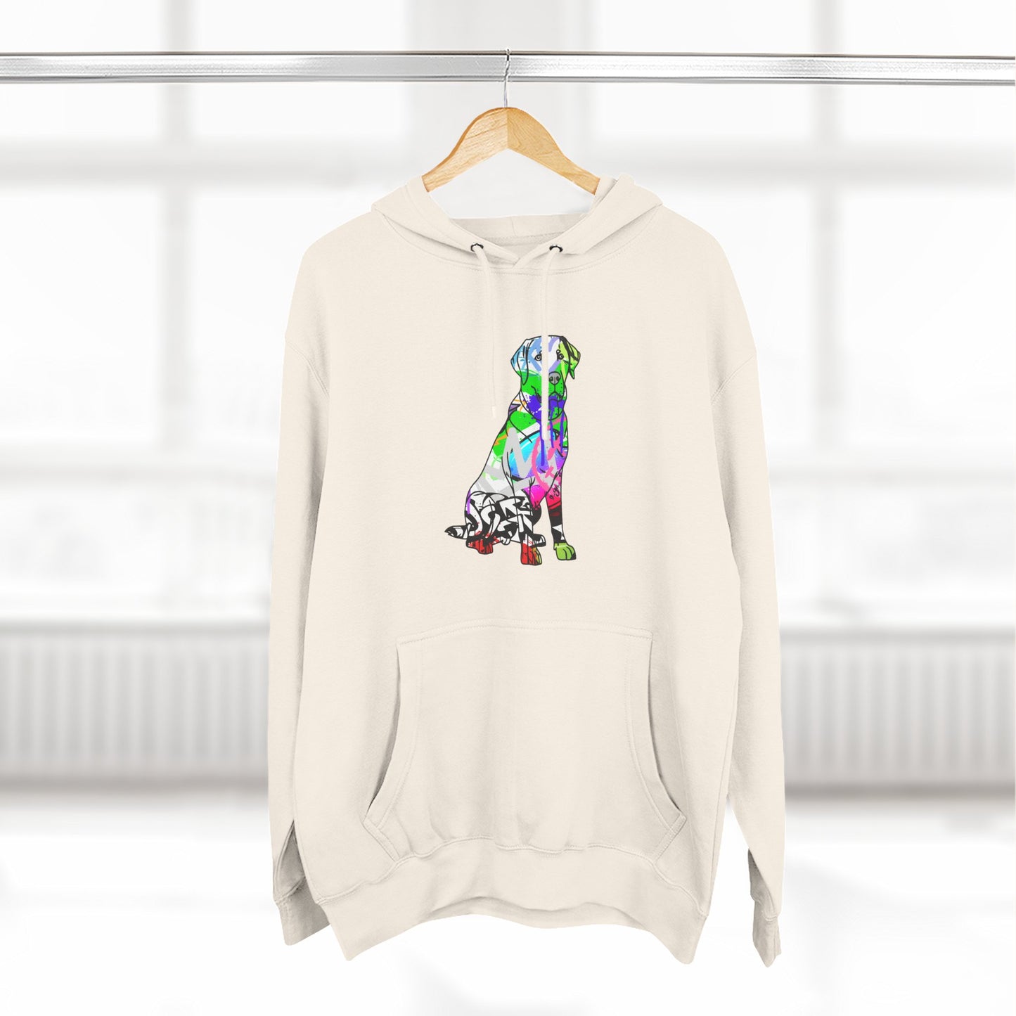 Fleece Hoodie | Graffiti Street Art American Labrador