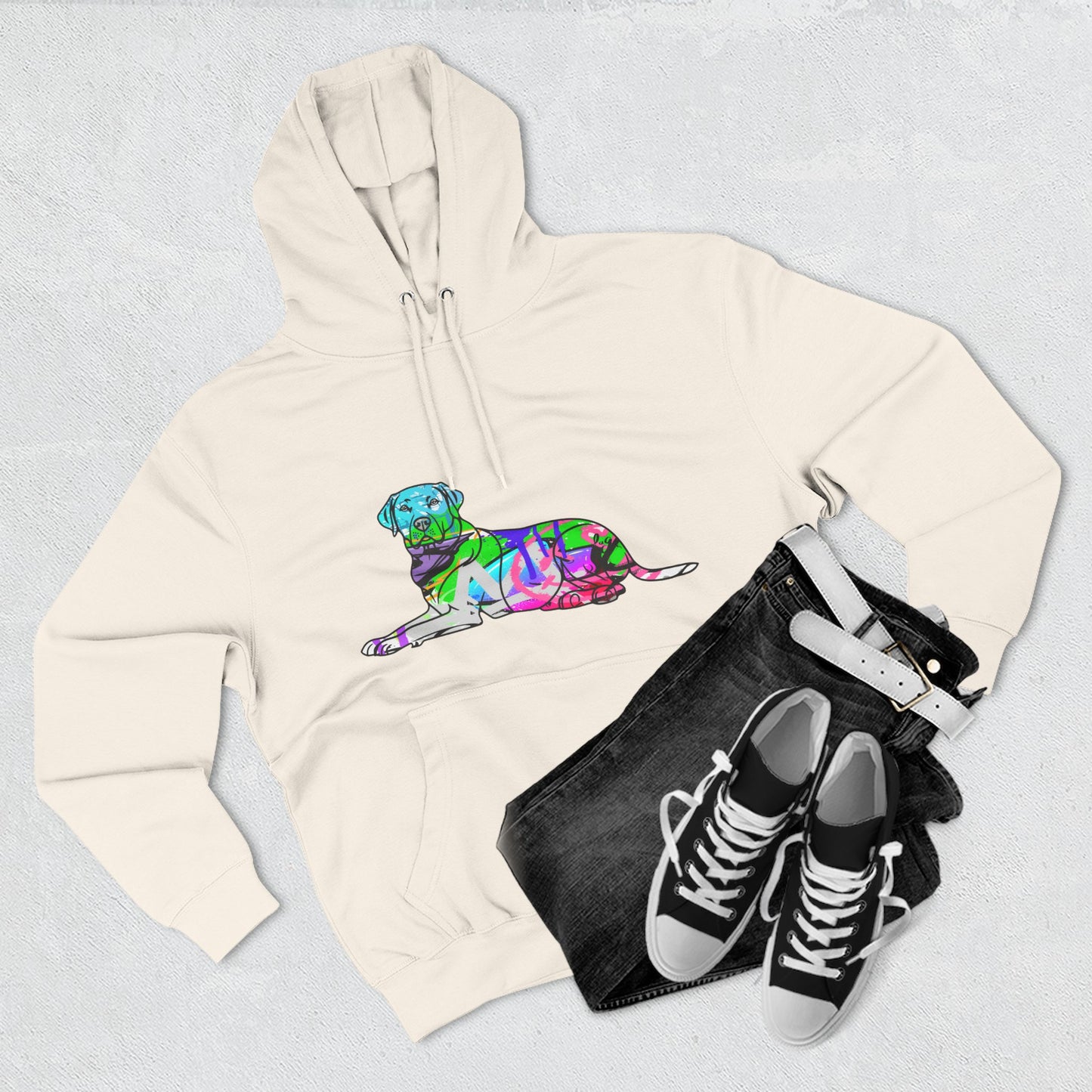 Fleece Hoodie | Graffiti Street Art English Labrador Illustration