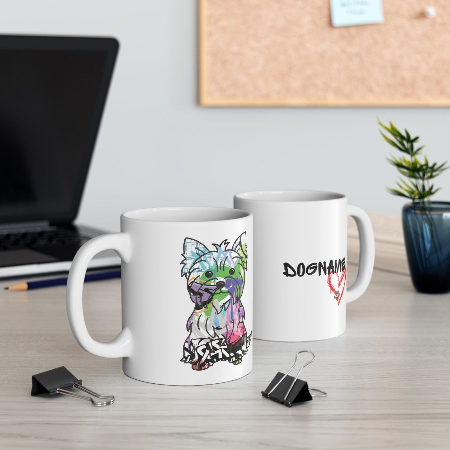 Personalized Yorkie Mug - Graffiti Street Art Dog Gift
