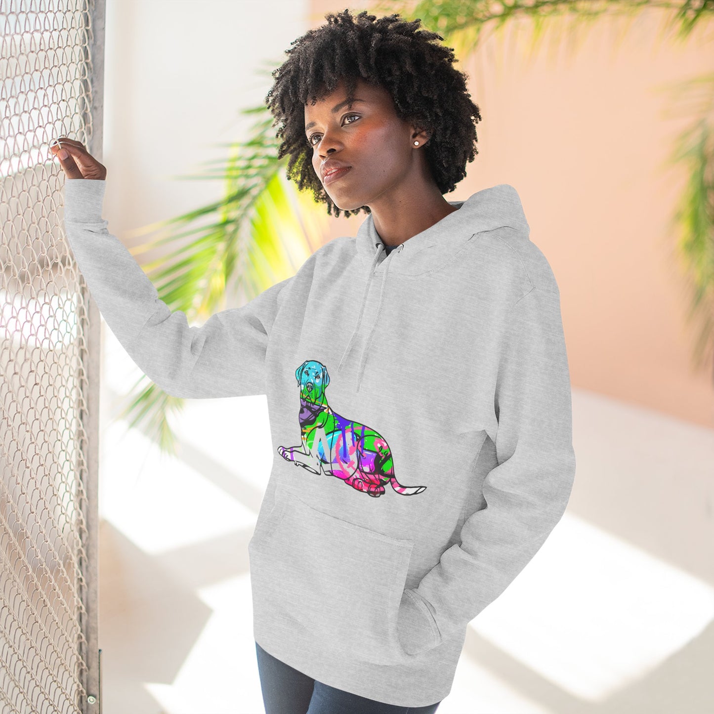 Fleece Hoodie | Graffiti Street Art English Labrador Illustration