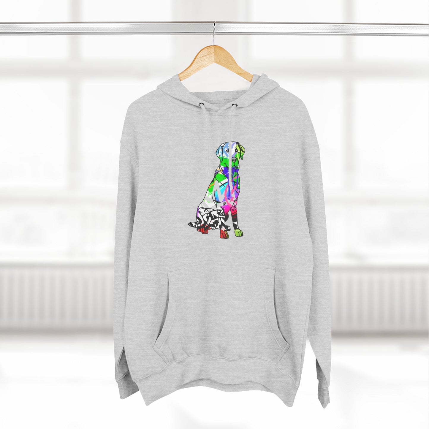 Fleece Hoodie | Graffiti Street Art American Labrador