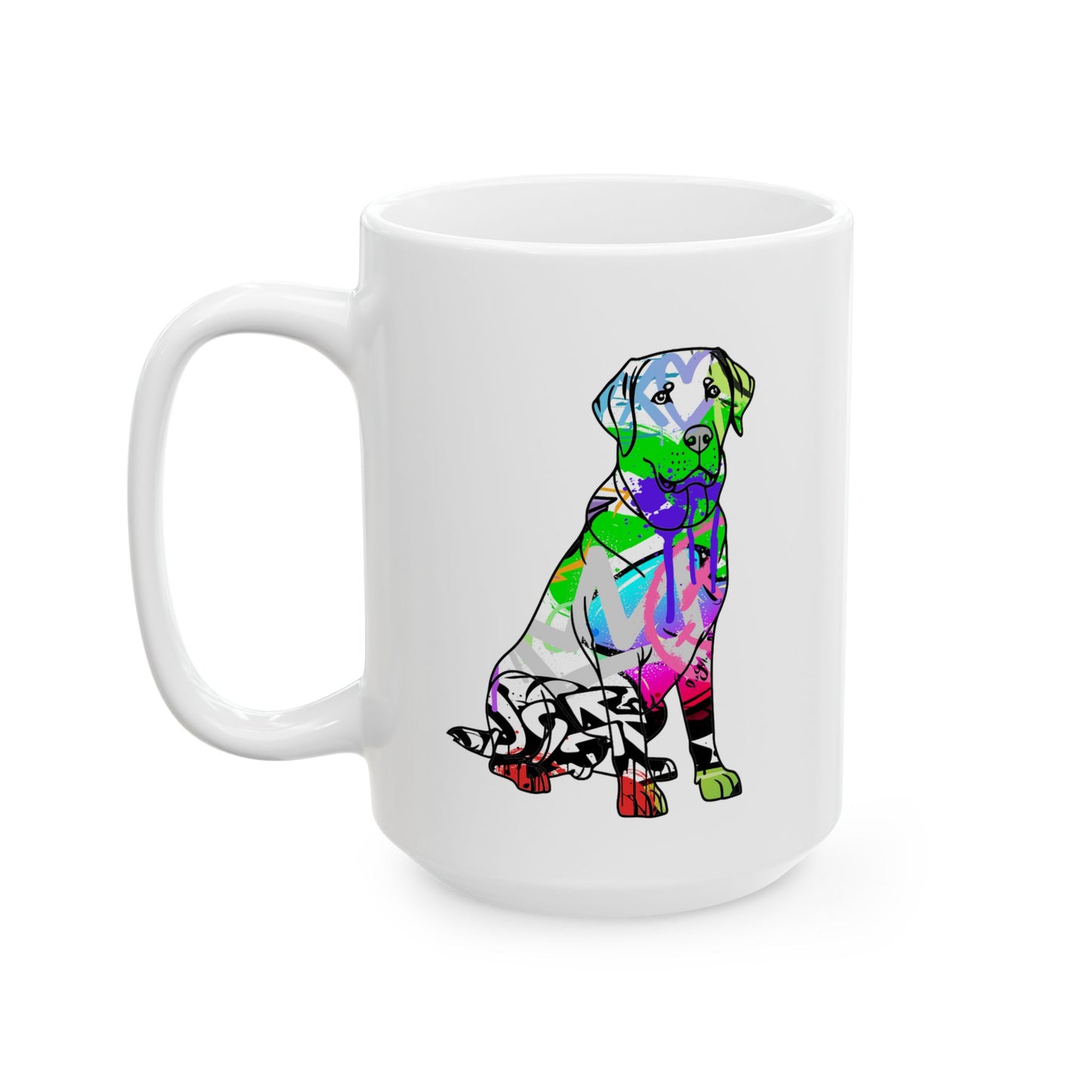 Personalized Ceramic Mug, Street Art American Lab Dog Graffiti