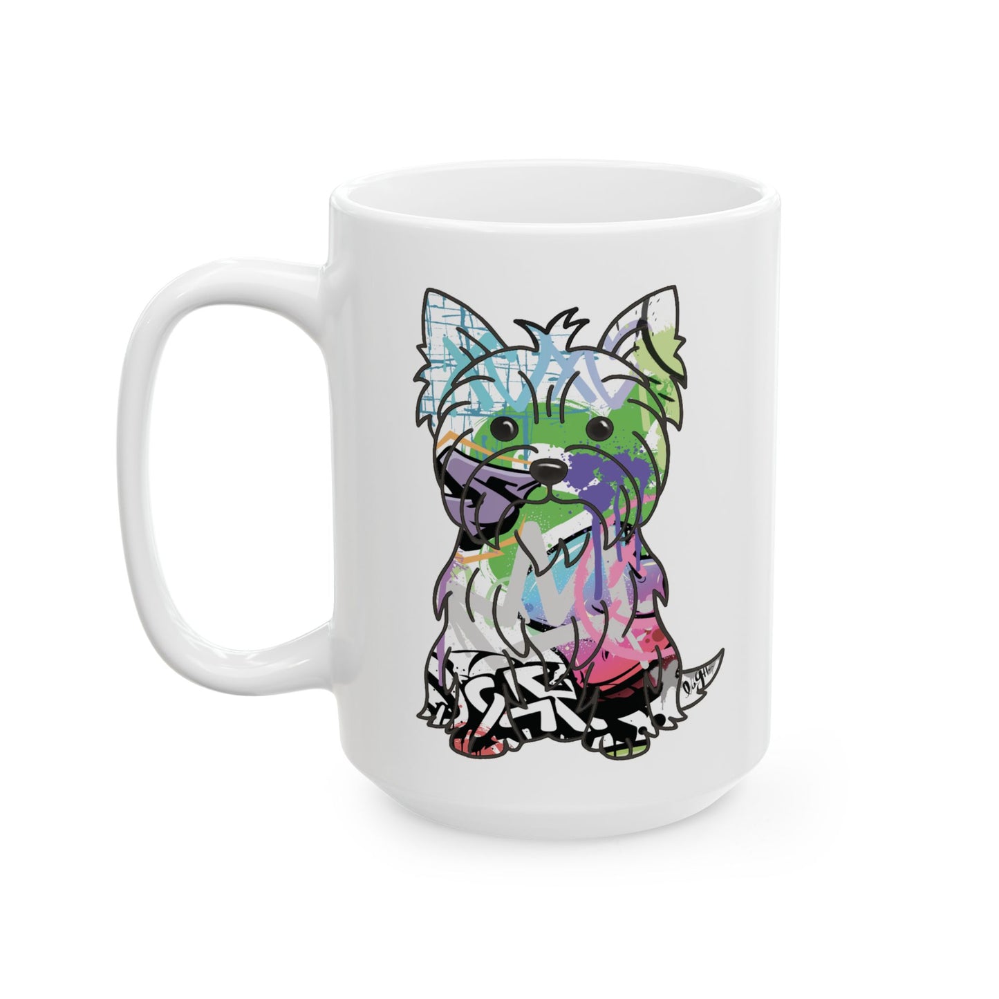 Personalized Yorkie Mug - Graffiti Street Art Dog Gift