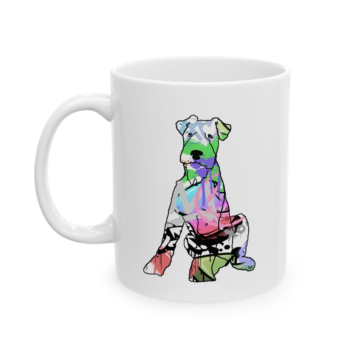 Personalized Airedale Dog Ceramic Mug, Graffiti Street Art Style Coffee Cup