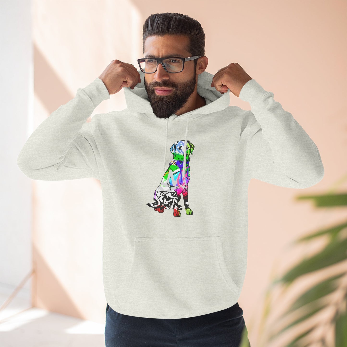 Fleece Hoodie | Graffiti Street Art American Labrador