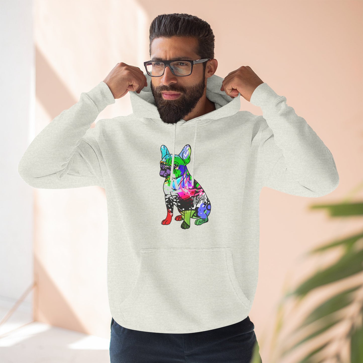 Fleece Hoodie | Graffiti Street Art French Bulldog