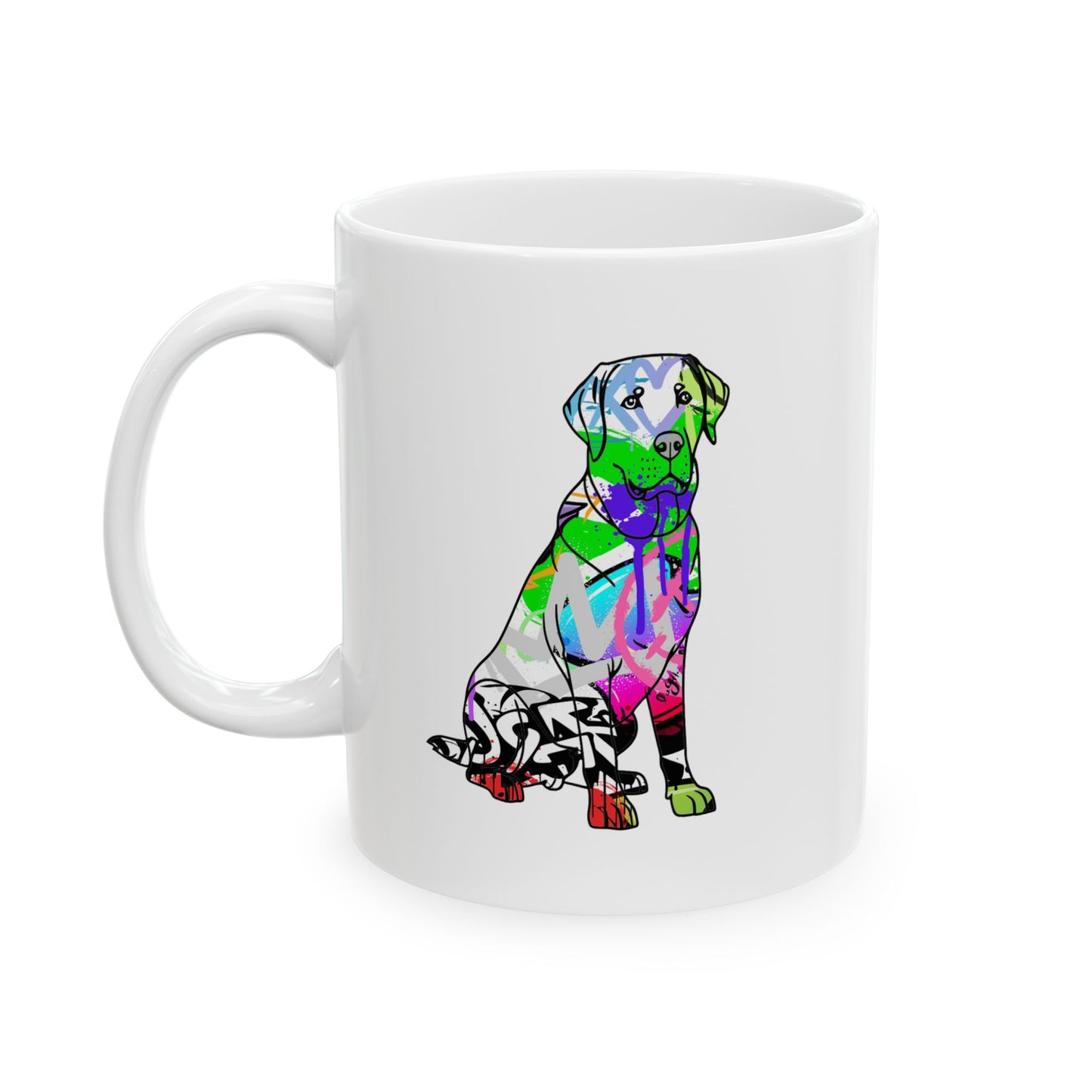 Personalized Ceramic Mug, Street Art American Lab Dog Graffiti