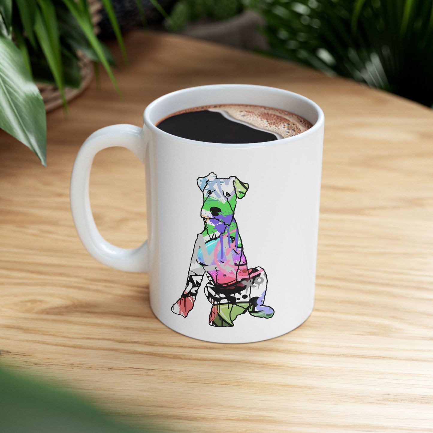 Personalized Airedale Dog Ceramic Mug, Graffiti Street Art Style Coffee Cup