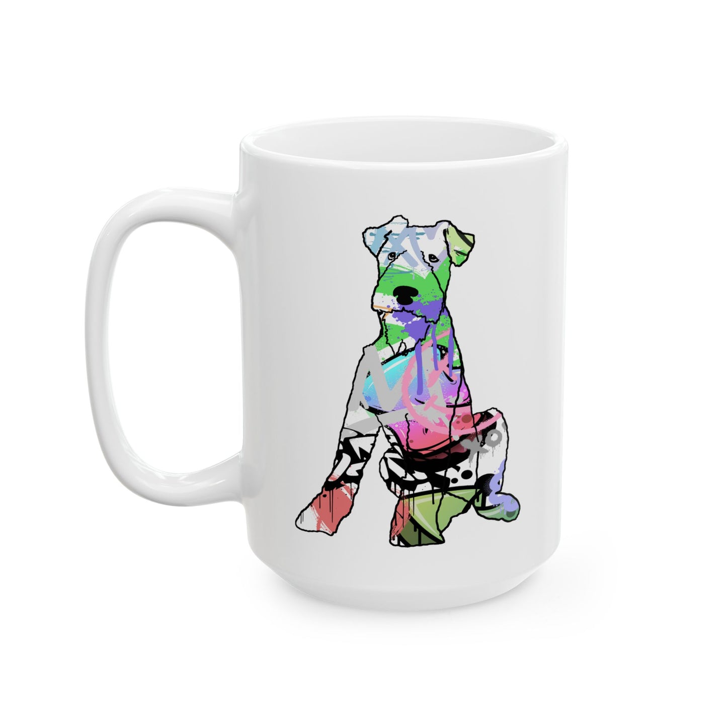 Personalized Airedale Dog Ceramic Mug, Graffiti Street Art Style Coffee Cup