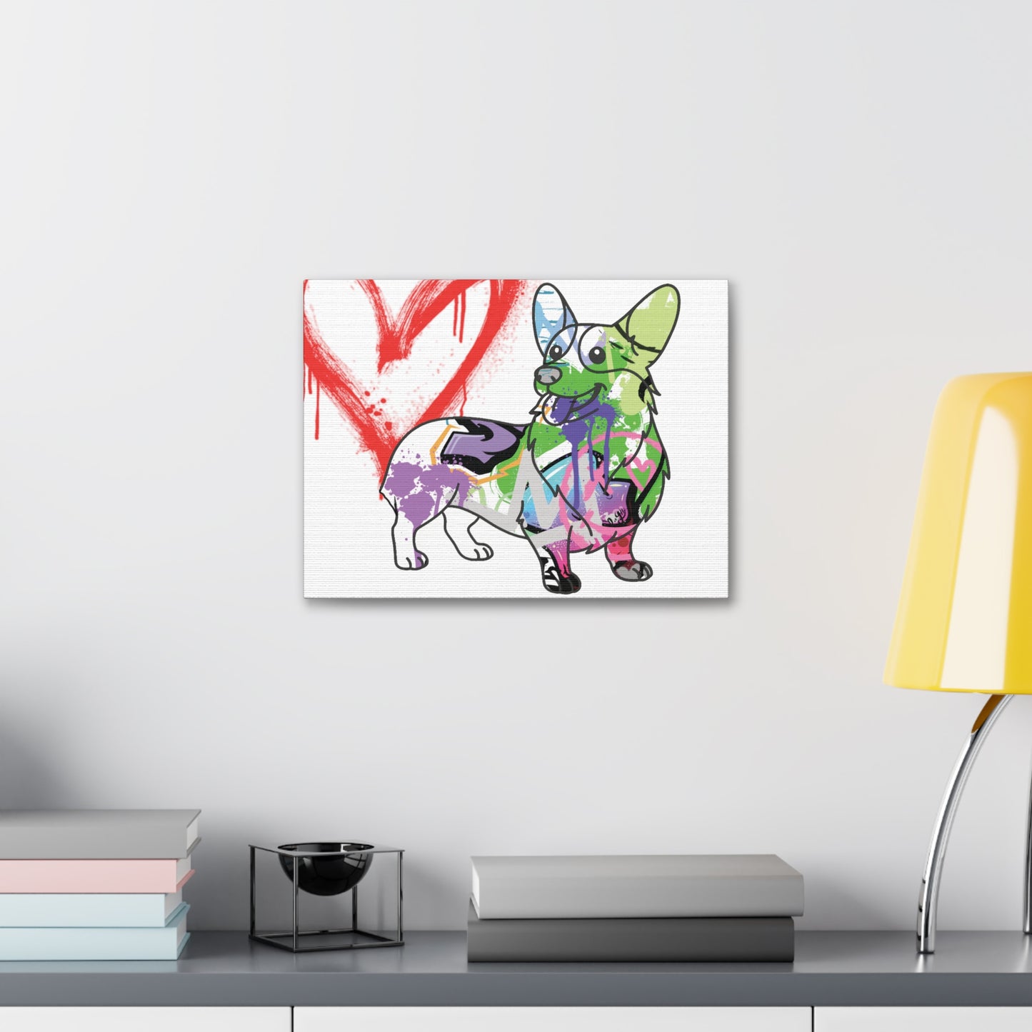 Adorable Corgi art on high-quality canvas, perfect for enhancing home or office decor with charm and style.
