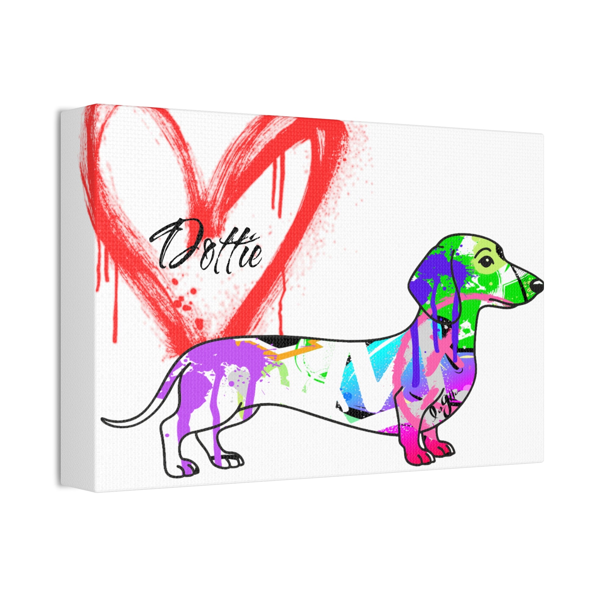 Dachshund silhouette with colorful graffiti background symbolizing urban pet culture art