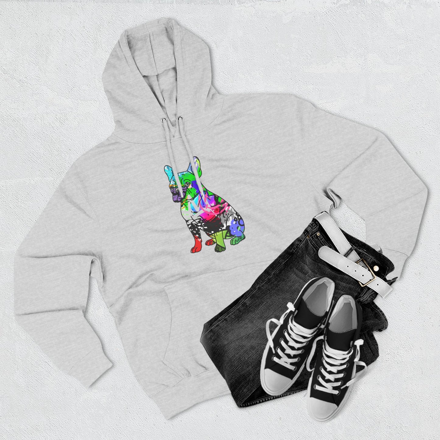 Fleece Hoodie | Graffiti Street Art French Bulldog