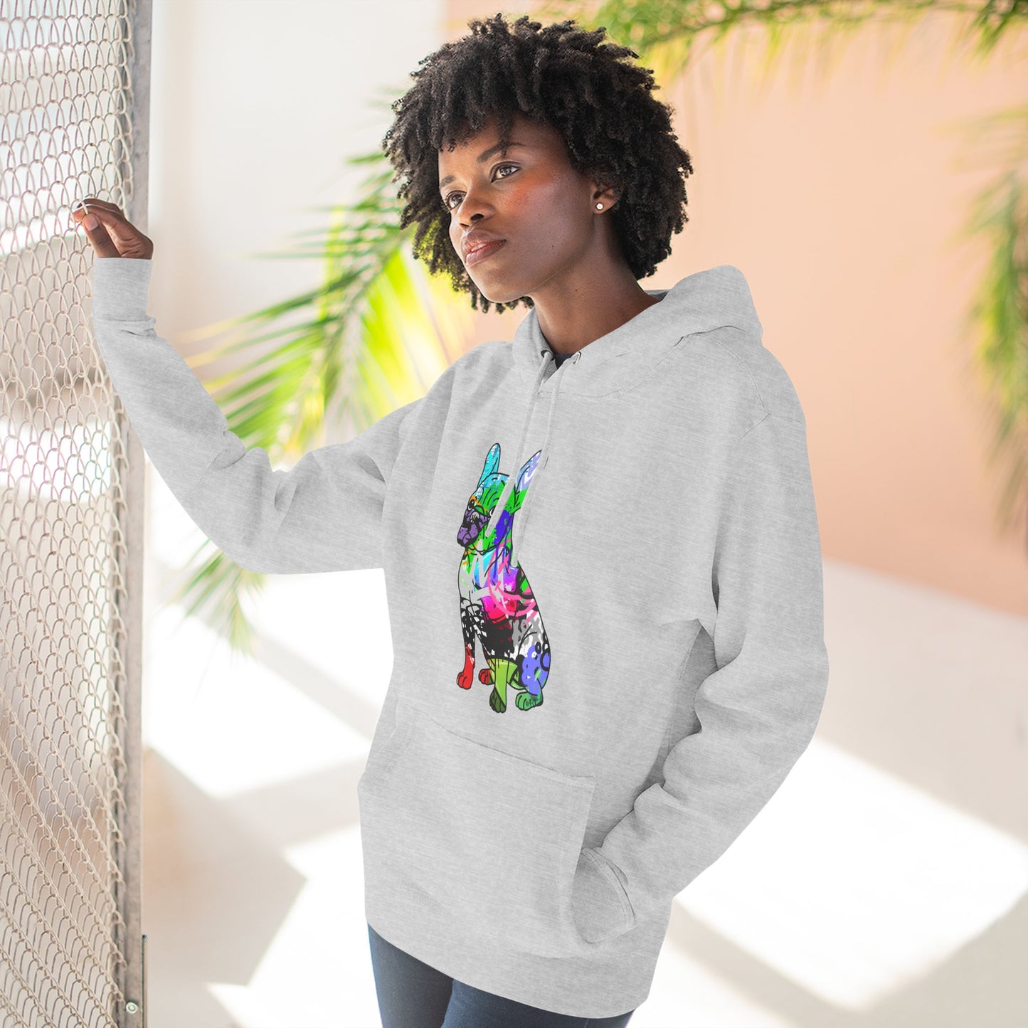 Fleece Hoodie | Graffiti Street Art French Bulldog