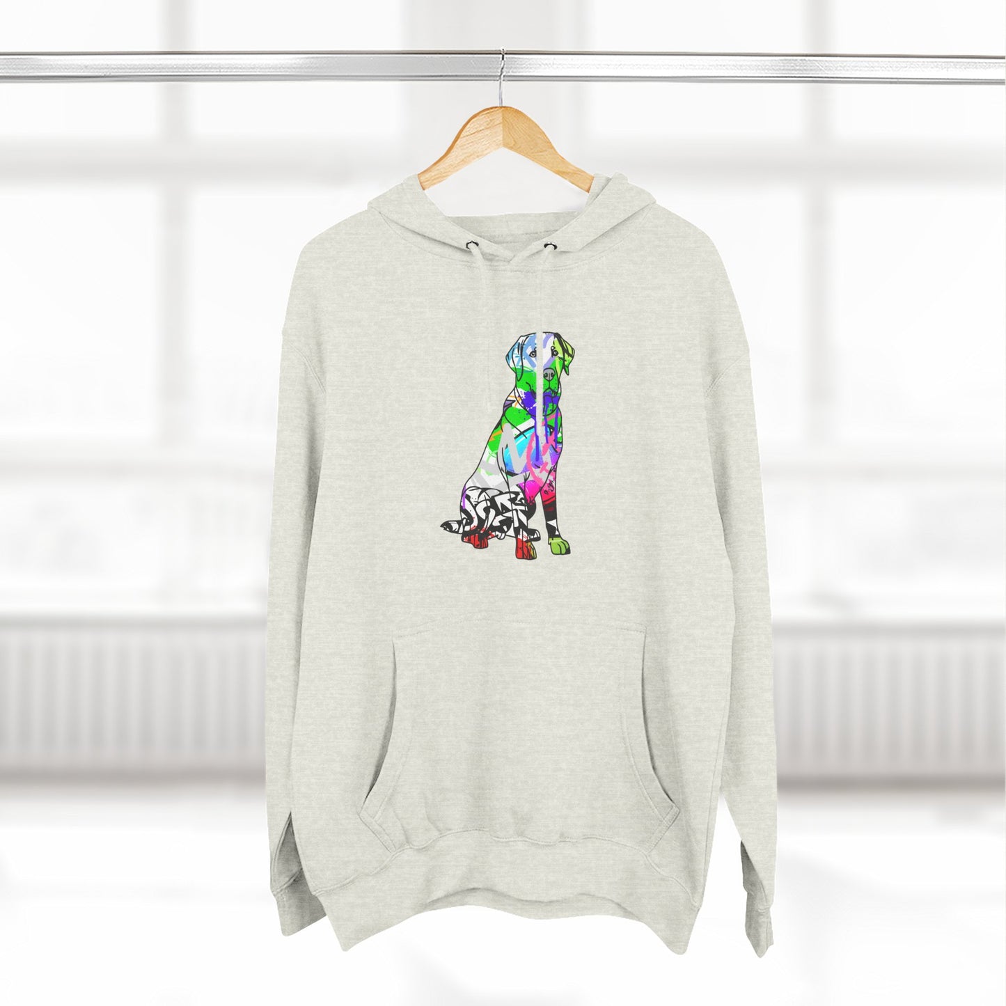 Fleece Hoodie | Graffiti Street Art American Labrador