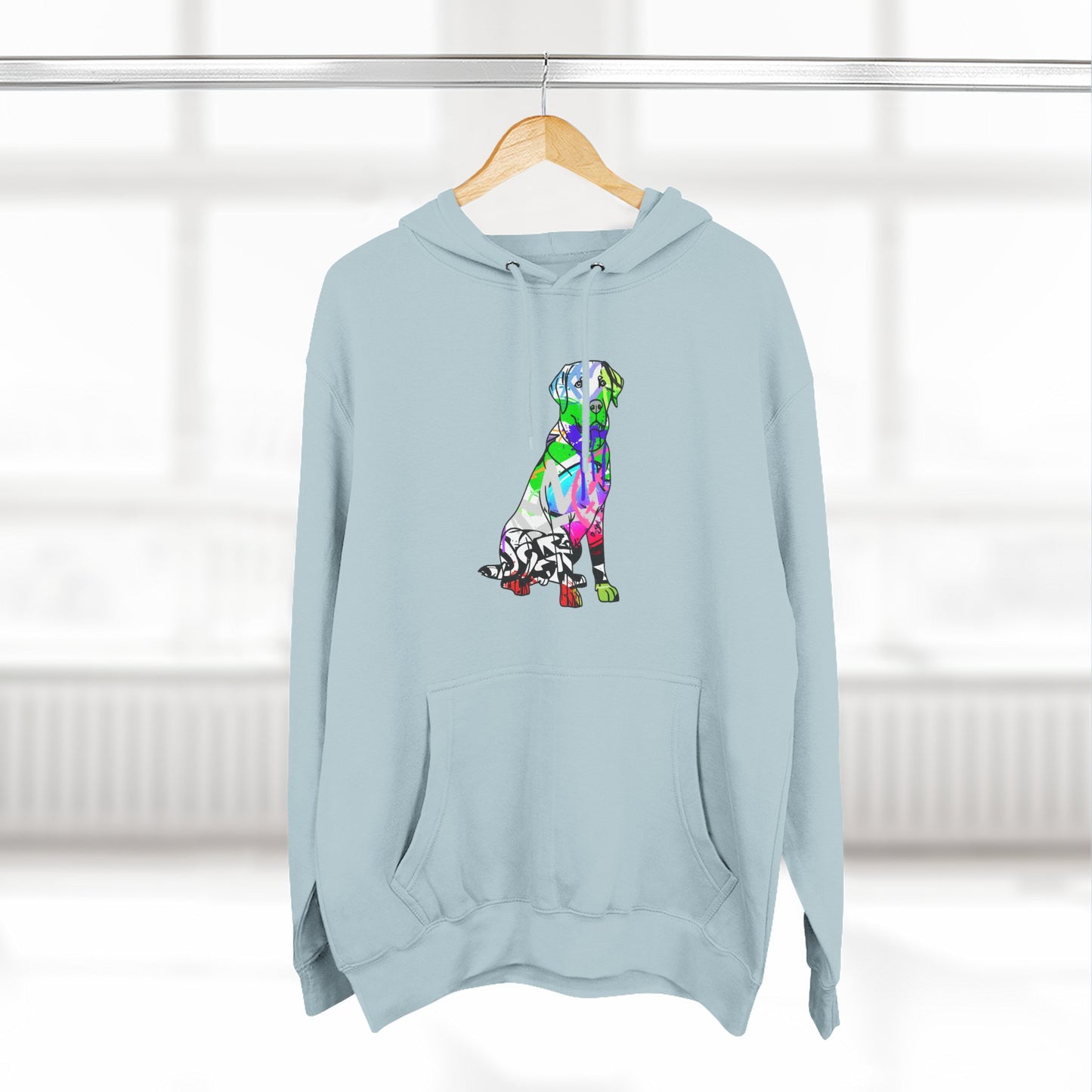 Fleece Hoodie | Graffiti Street Art American Labrador