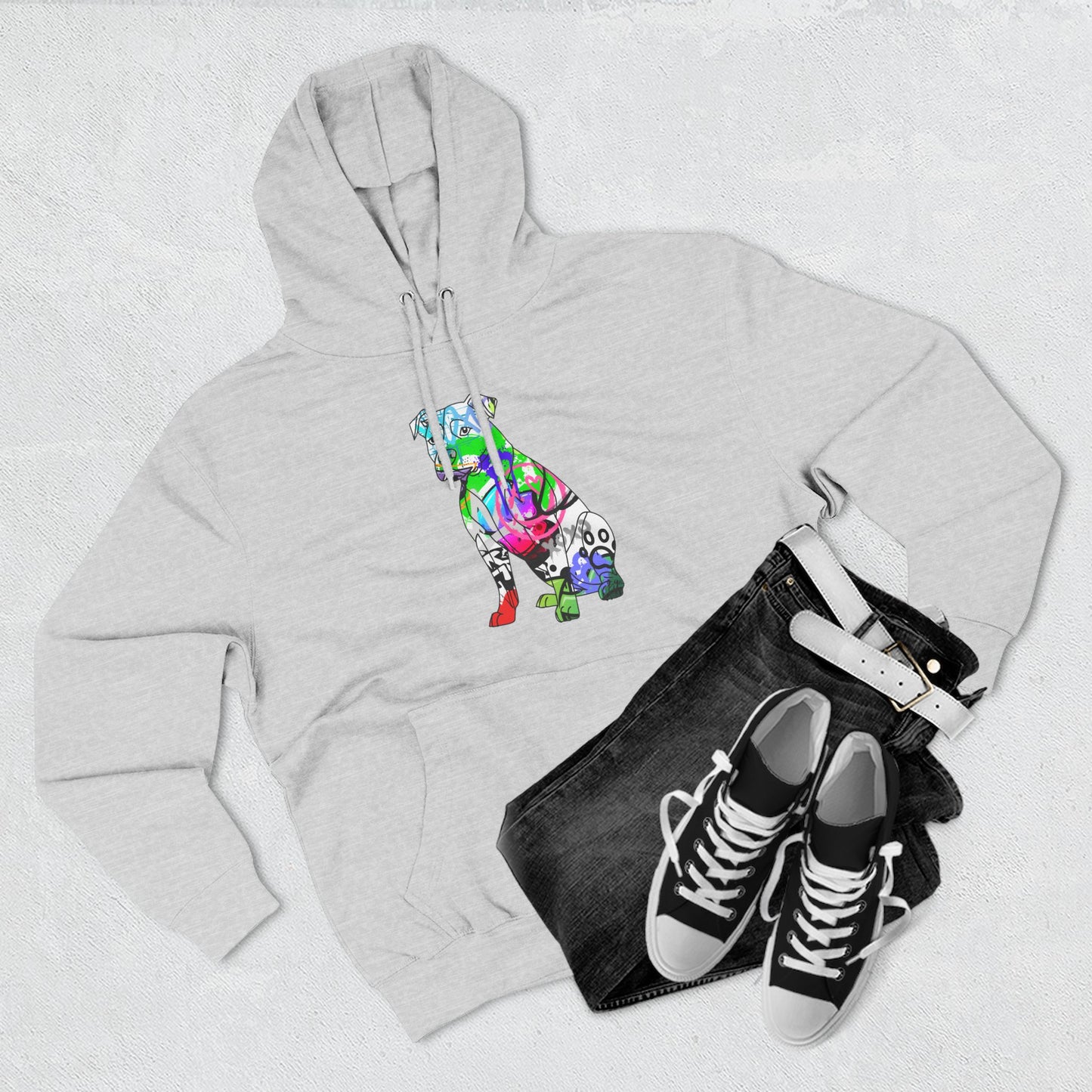 Fleece Hoodie | Graffiti Pitbull Street Art Design