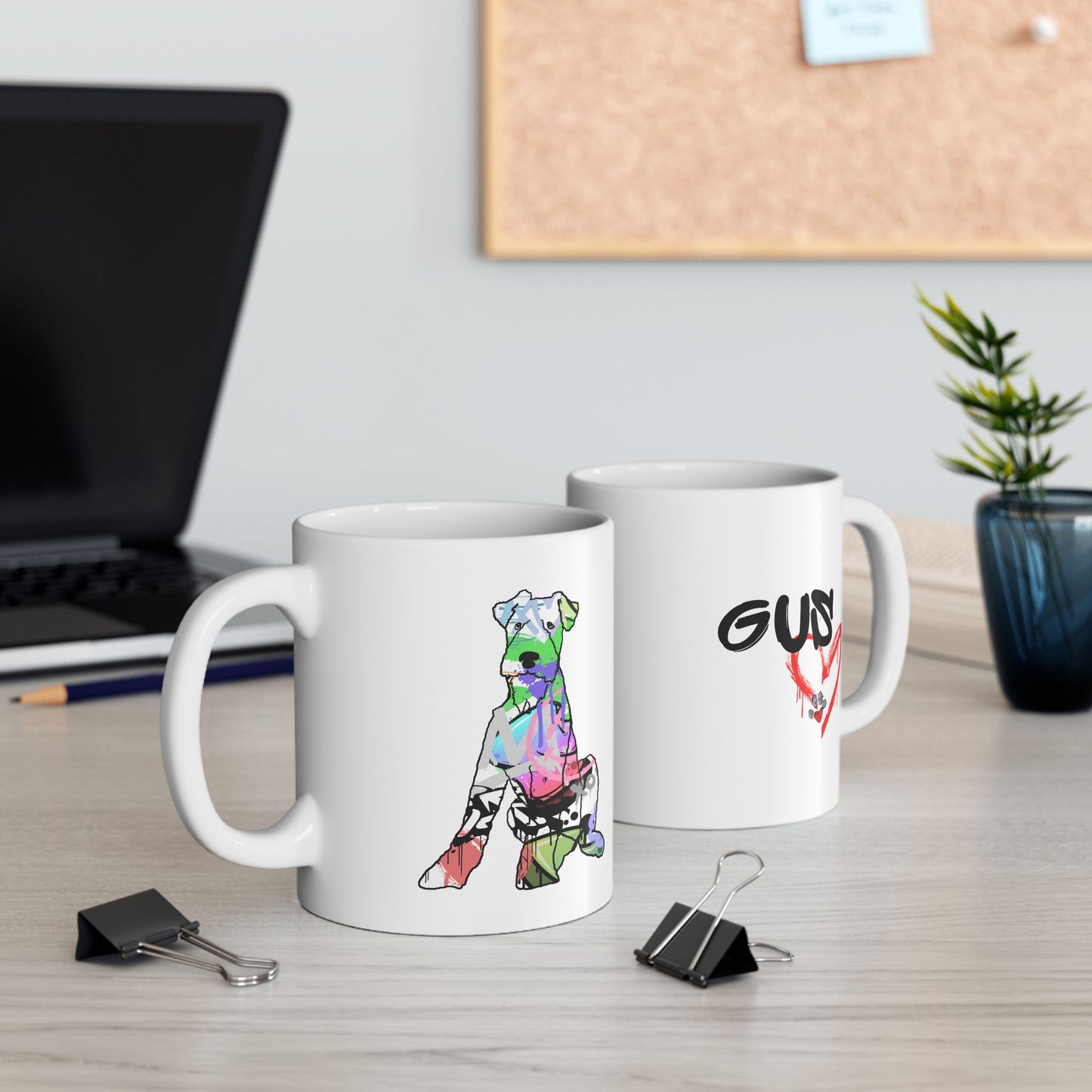 Personalized Airedale Dog Ceramic Mug, Graffiti Street Art Style Coffee Cup