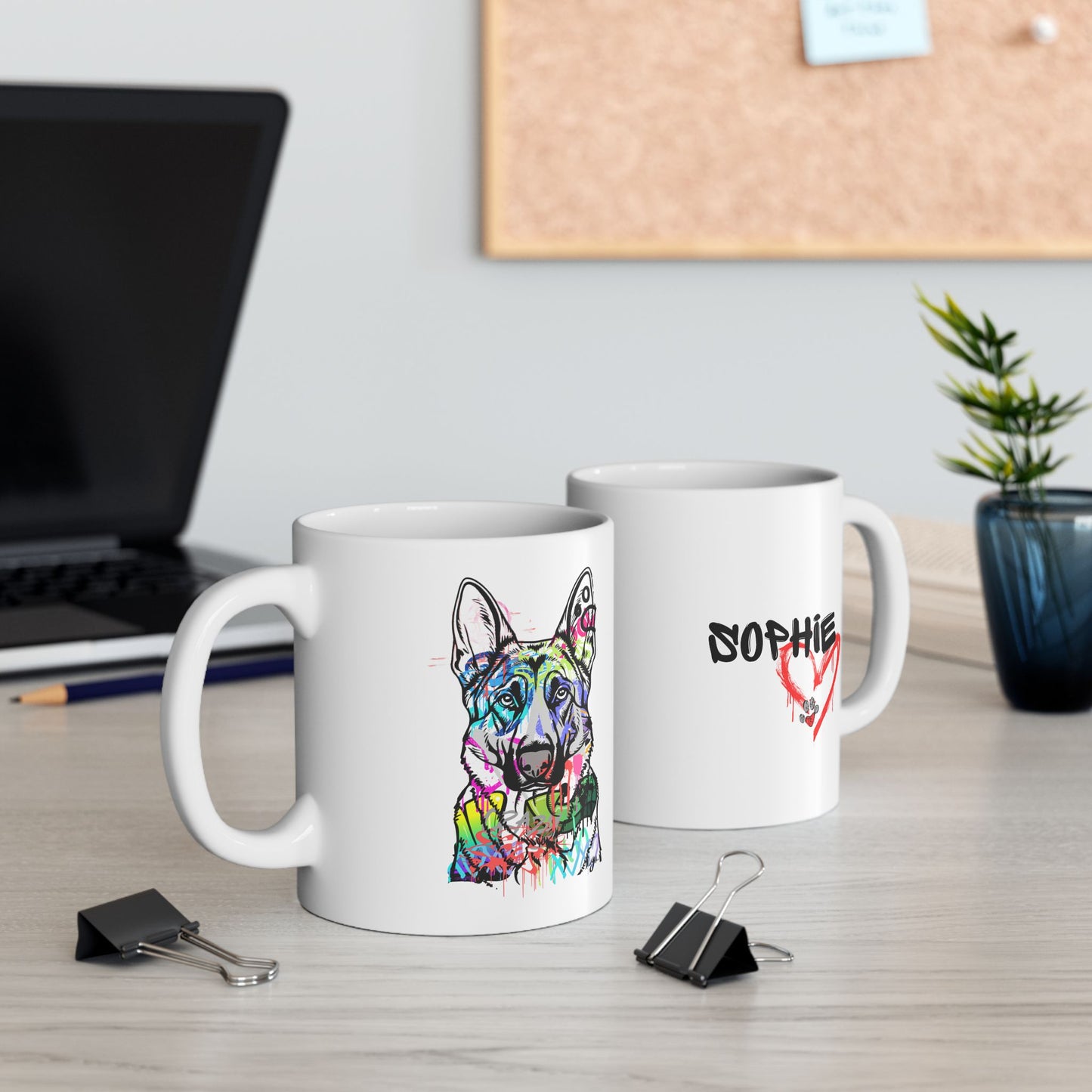 Personalized Graffiti-Style German Shepherd Mug - Urban Art Dog Lover Gift
