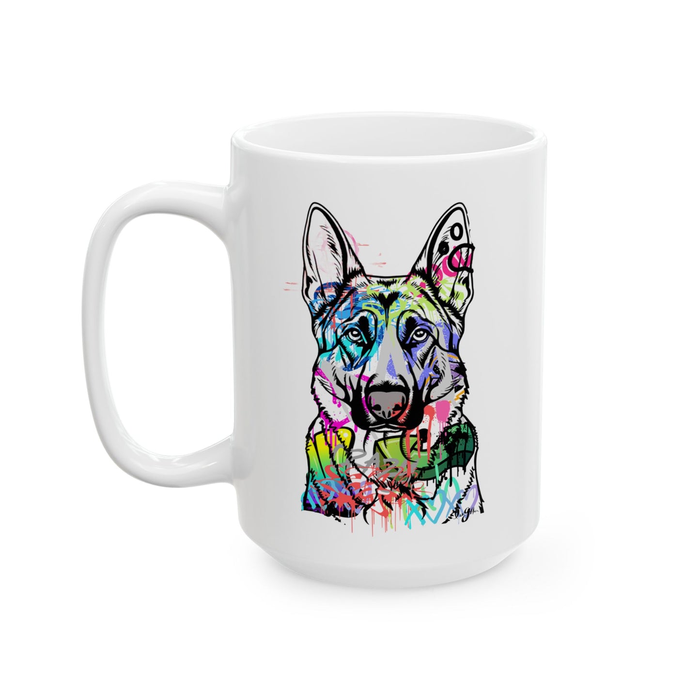 Personalized Graffiti-Style German Shepherd Mug - Urban Art Dog Lover Gift