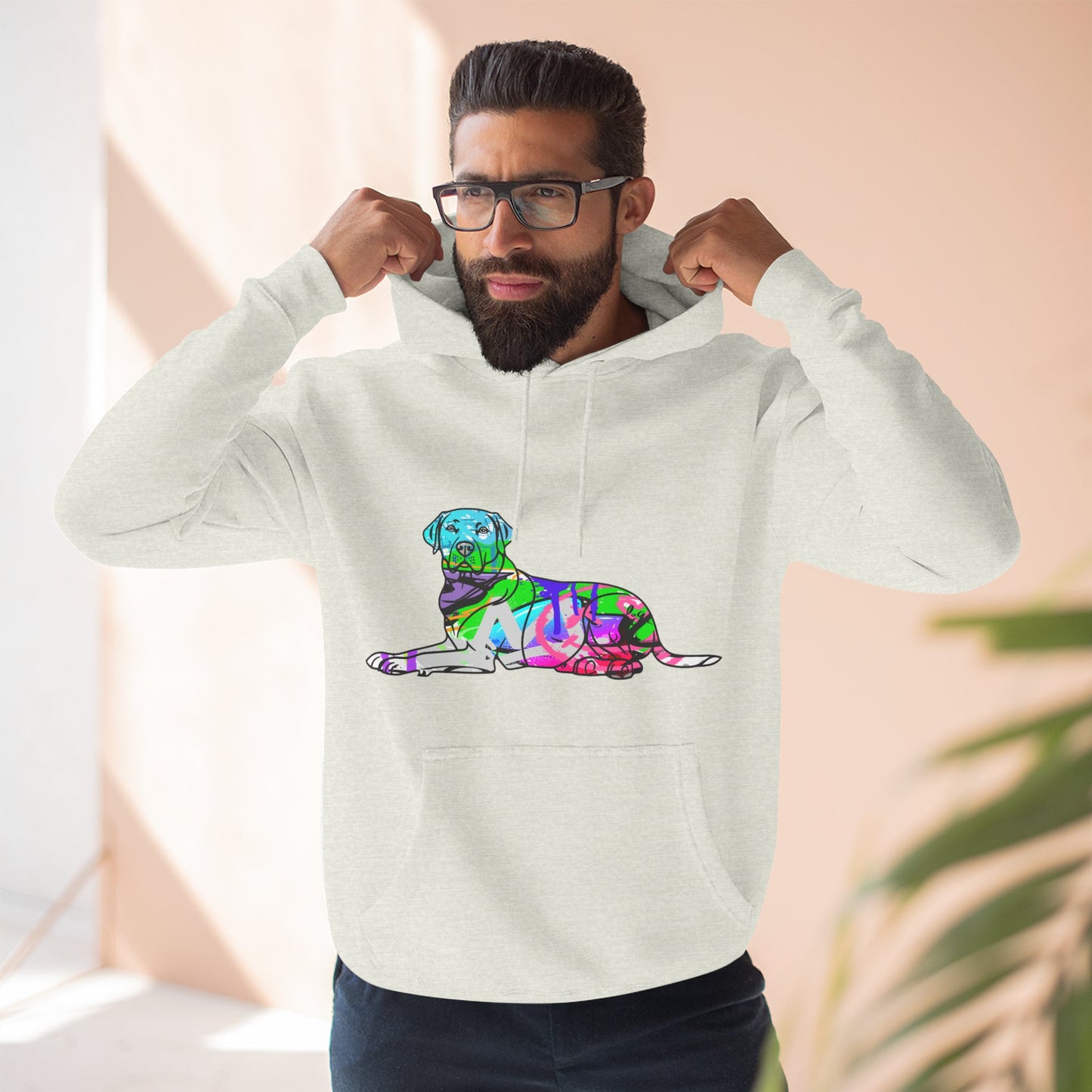 Fleece Hoodie | Graffiti Street Art English Labrador Illustration
