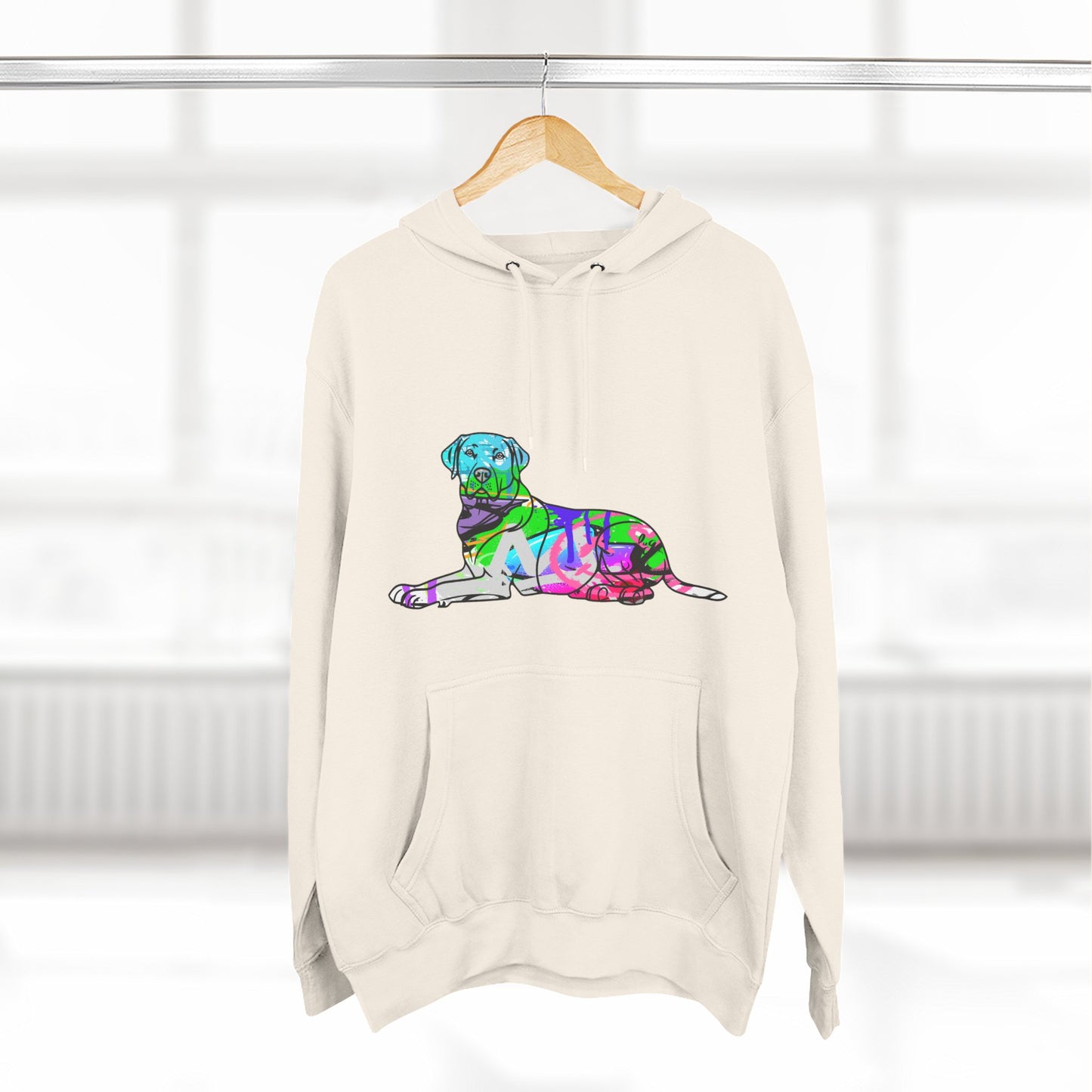 Fleece Hoodie | Graffiti Street Art English Labrador Illustration