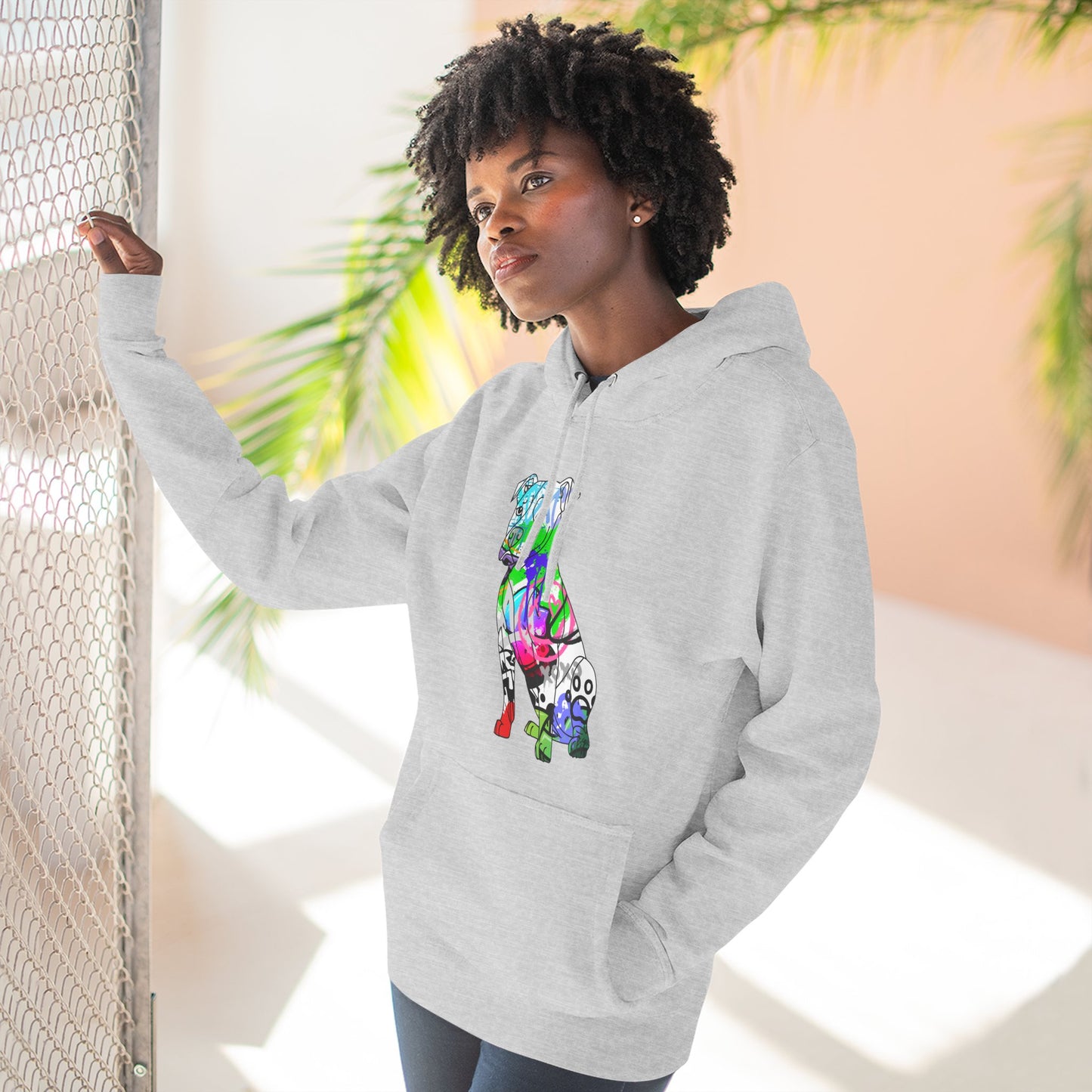 Fleece Hoodie | Graffiti Pitbull Street Art Design
