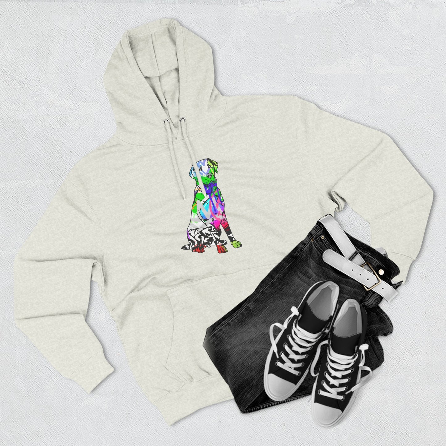 Fleece Hoodie | Graffiti Street Art American Labrador