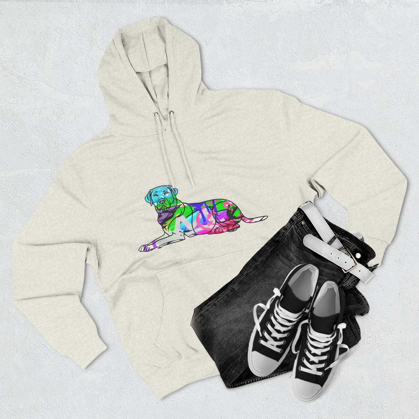 Fleece Hoodie | Graffiti Street Art English Labrador Illustration
