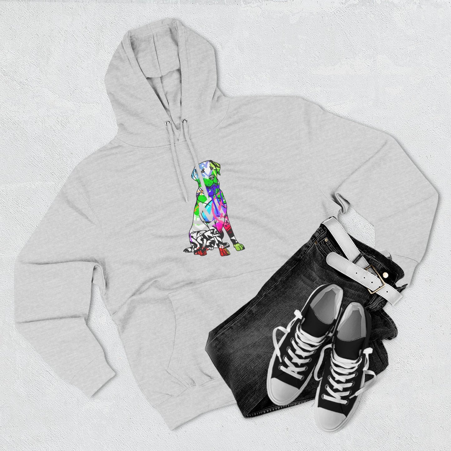 Fleece Hoodie | Graffiti Street Art American Labrador