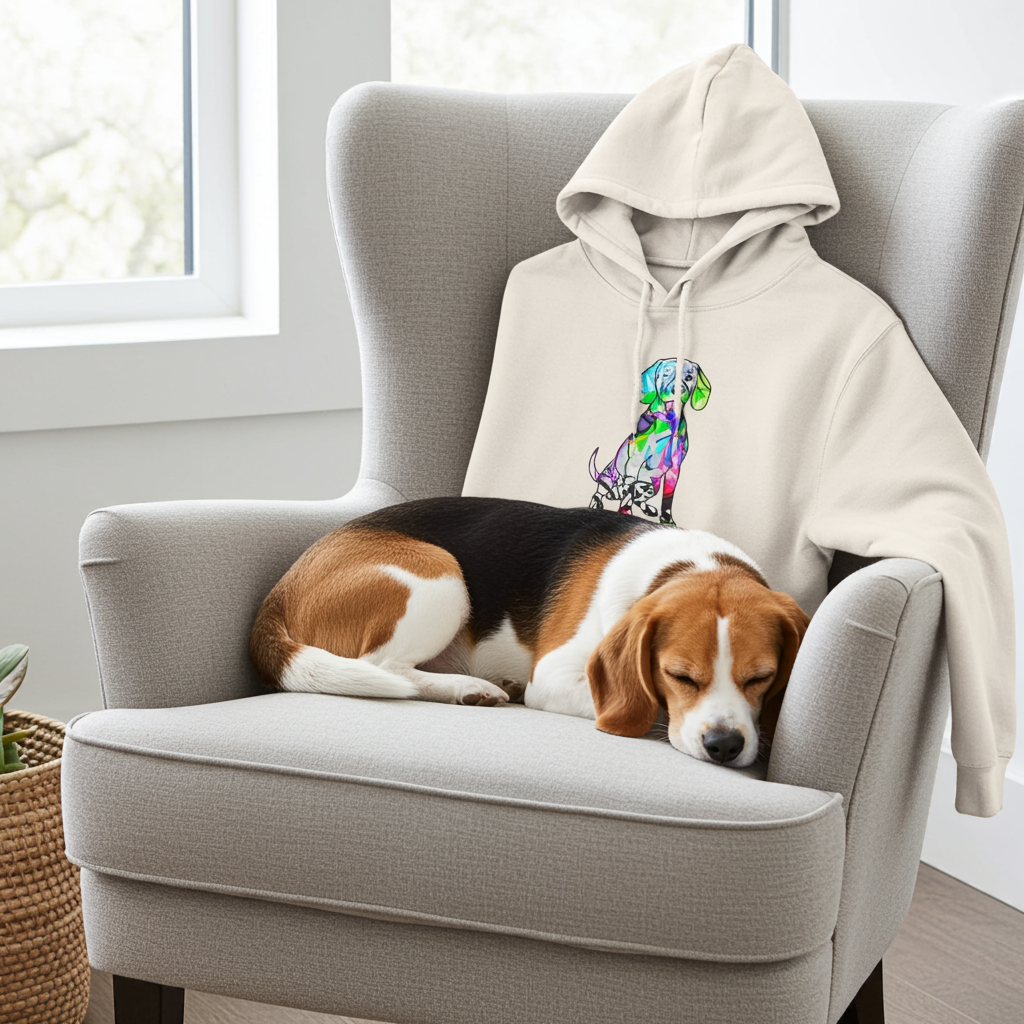 Fleece Hoodie Graffiti Beagle Dog Street Art Print