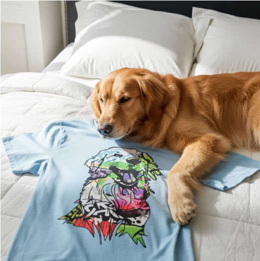 T-Shirt Graffiti Street Art | Golden Retriever Unisex Cotton Crew Tee