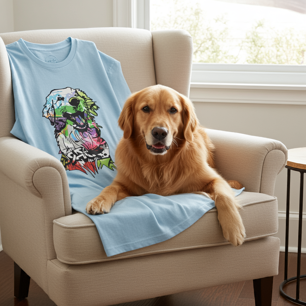 T-Shirt Graffiti Street Art | Golden Retriever Unisex Cotton Crew Tee