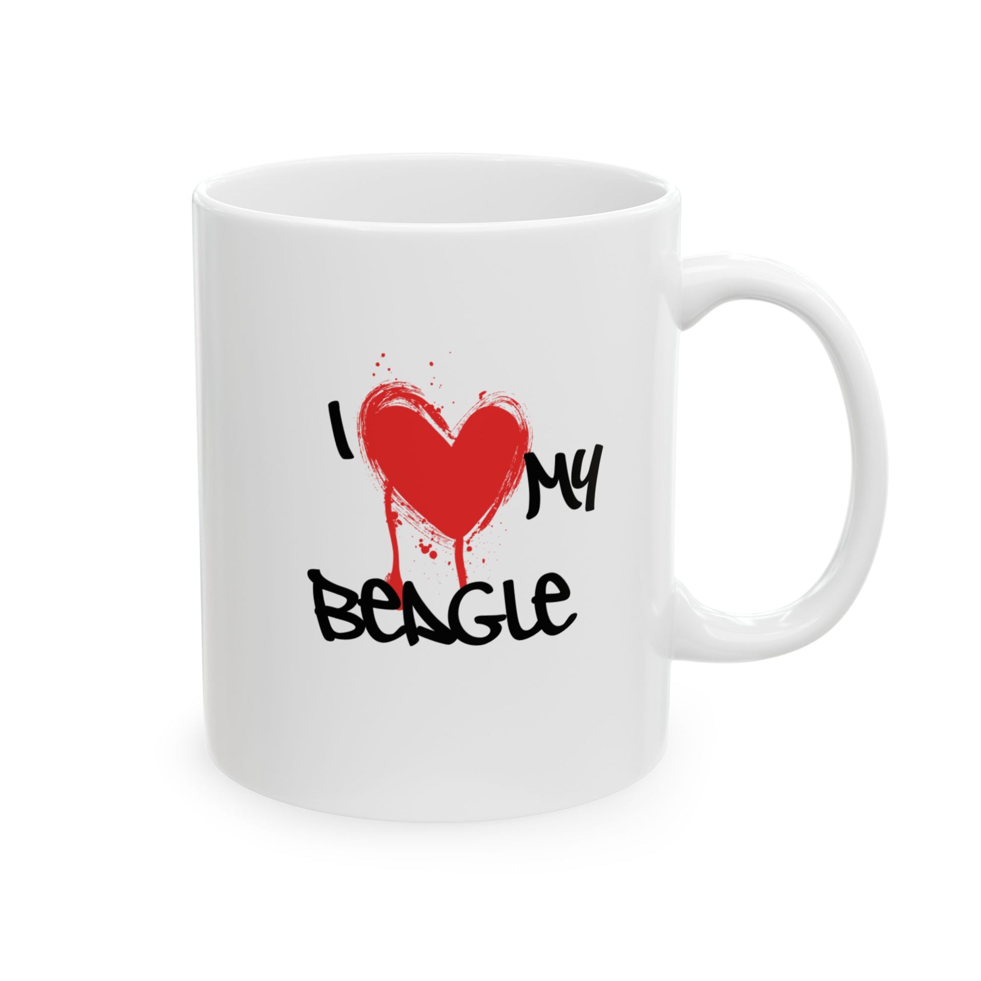 Beagle dog gift mug featuring adorable canine illustration, perfect present for Beagle lovers and pet enthusiasts.