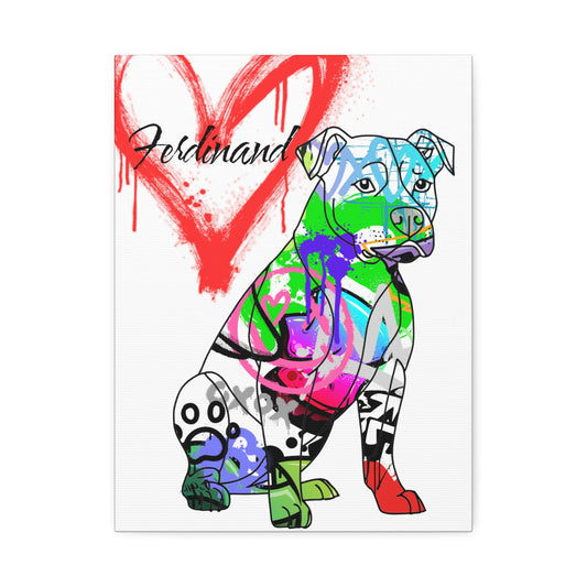 Custom graffiti artwork featuring a Pitbull canvas, perfect for personalized home decor or gifts.