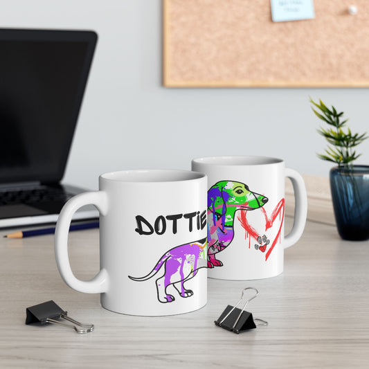 Personalized Dachshund Mug | Graffiti Street Art Dog Image