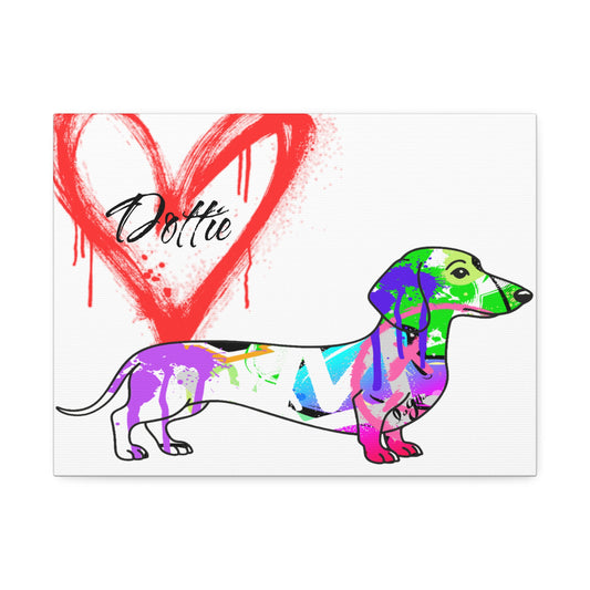 Dachshund silhouette with colorful graffiti background symbolizing urban pet culture art