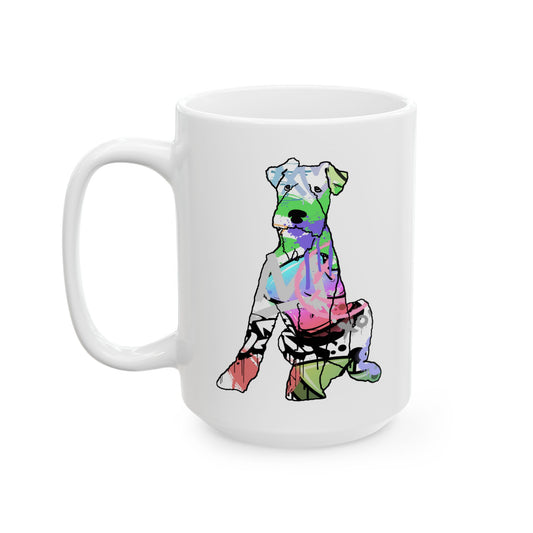 Personalized Airedale Dog Ceramic Mug, Graffiti Street Art Style Coffee Cup