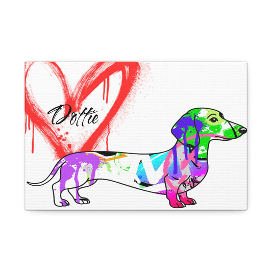 Dachshund silhouette with colorful graffiti background symbolizing urban pet culture art